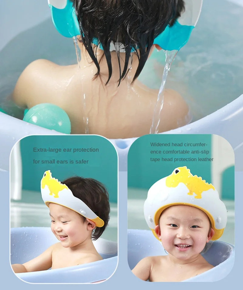 Chapeau de bain et de douche pour bébé, motif dinosaure, mignon, bouclier  de lavage des cheveux, visière de protection de la tête, shampoing pour  enfants - AliExpress