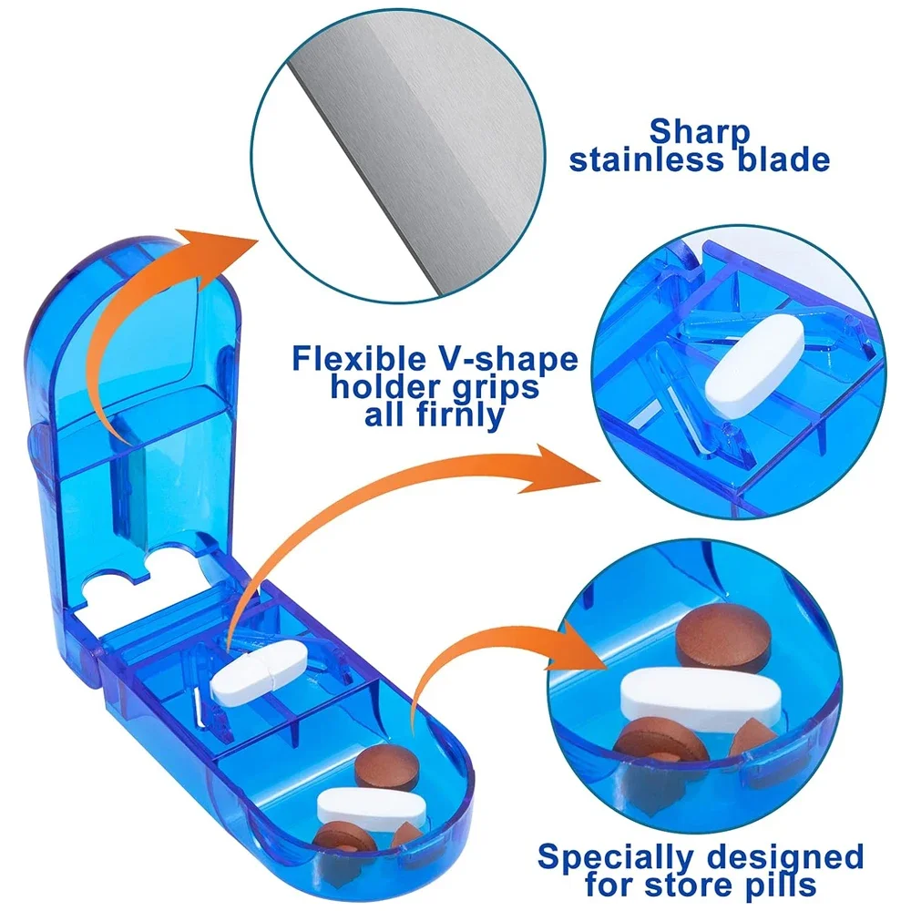 Precision Pill Cutter with Safety Shield for Small Pills and Vitamins