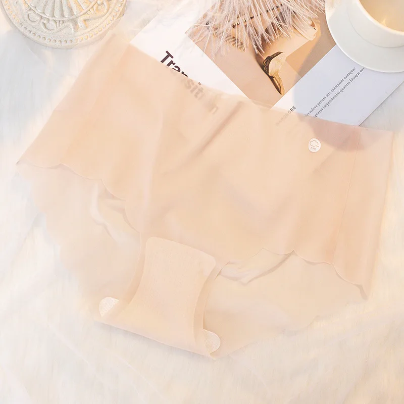 3PCS Women Summer Panties Sexy Lingerie Ice Silk Quick Drying Briefs Female Seamless Solid Color Underpants Cool Panties