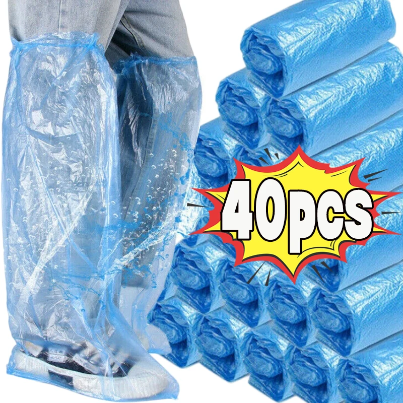 Disposable Shoe Covers Plastic Outdoor Rainproof Waterproof Foot Covers 40pcs