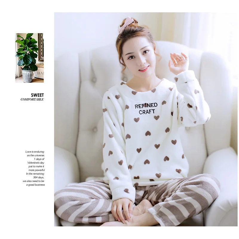 Pregnant Women's Two-Piece Long-Sleeved Thickened Warm Pajamas Flannel Large Size Loose Homewear Maternity Elastic Loungewear cotton pajama set,maternity nightgown set,pregnant women dress