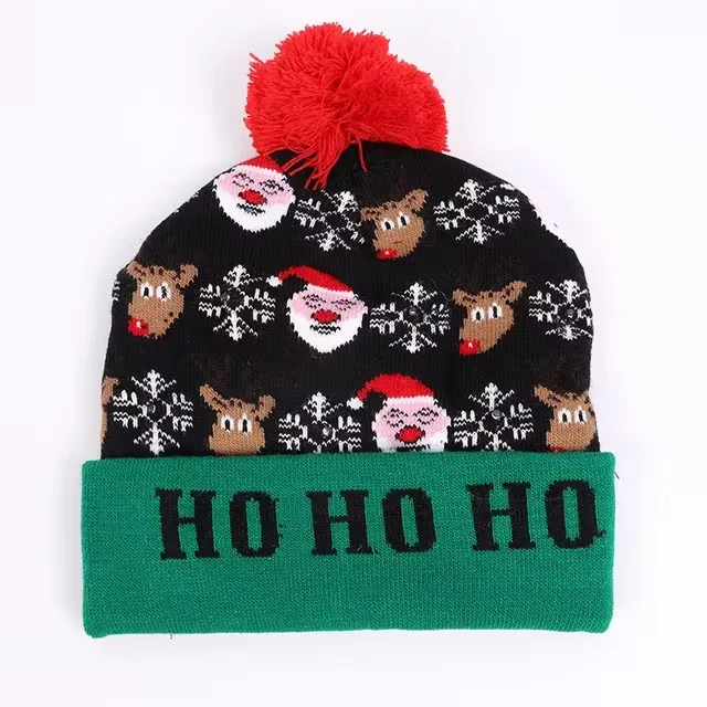 Festive Flashing LED Light-Up Christmas Hat - Snowman Winter Warm Knit Cap