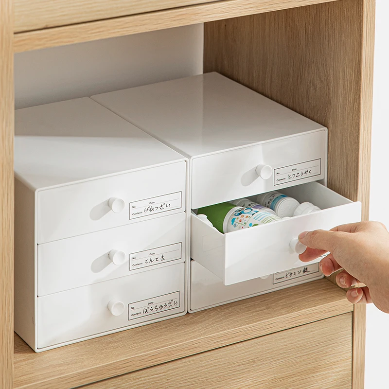 SHIMOYAMA Office Organizer White Drawer 3 Layer Countertop & Desktop Cosmetic Makeup Storage Organizer For Jewelry & Sundries 4