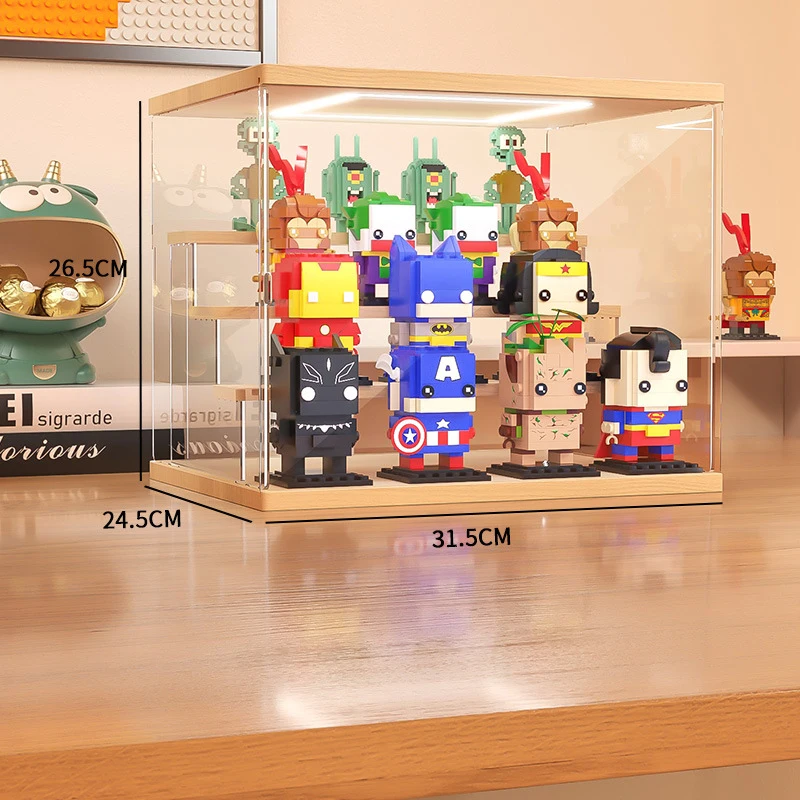 Vitrine en acrylique avec lumières pour collections Lego, boîte de  rangement en bois transparent, armoires à beurre de parfum, boîte  anti-poussière pour figurines et jouets - AliExpress