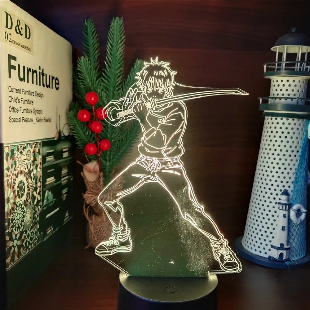 Jujutsu Kaisen Okkotsu Yūta 3d Anime Lamp Acrylic LED Night Light Illusion RGB Table Lamparas Bedroom Decor Manga Birthday Gift dinosaur light