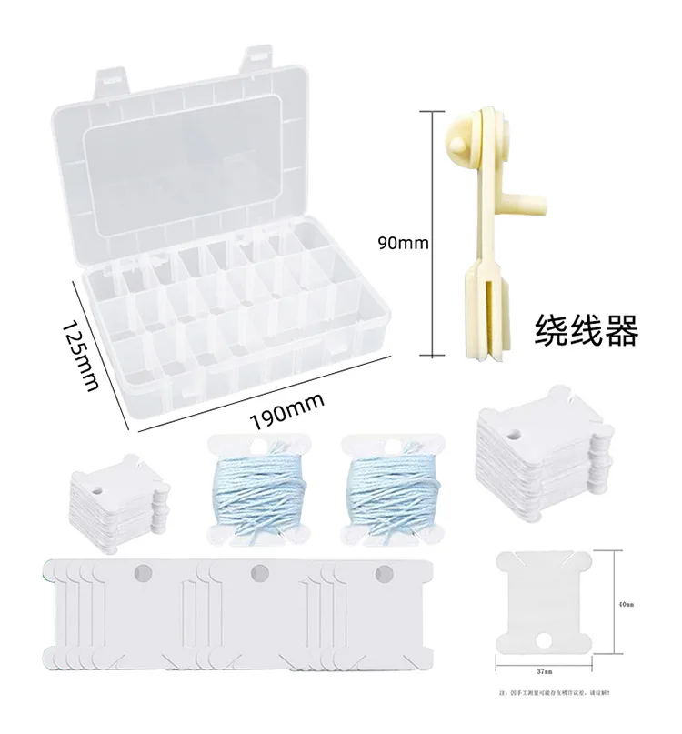 Plastic Bobbins and Bobbin Winder Set Spool Thread Card Embroidery Floss DIY Stitch Thread Organizer Holder Sewing Tools