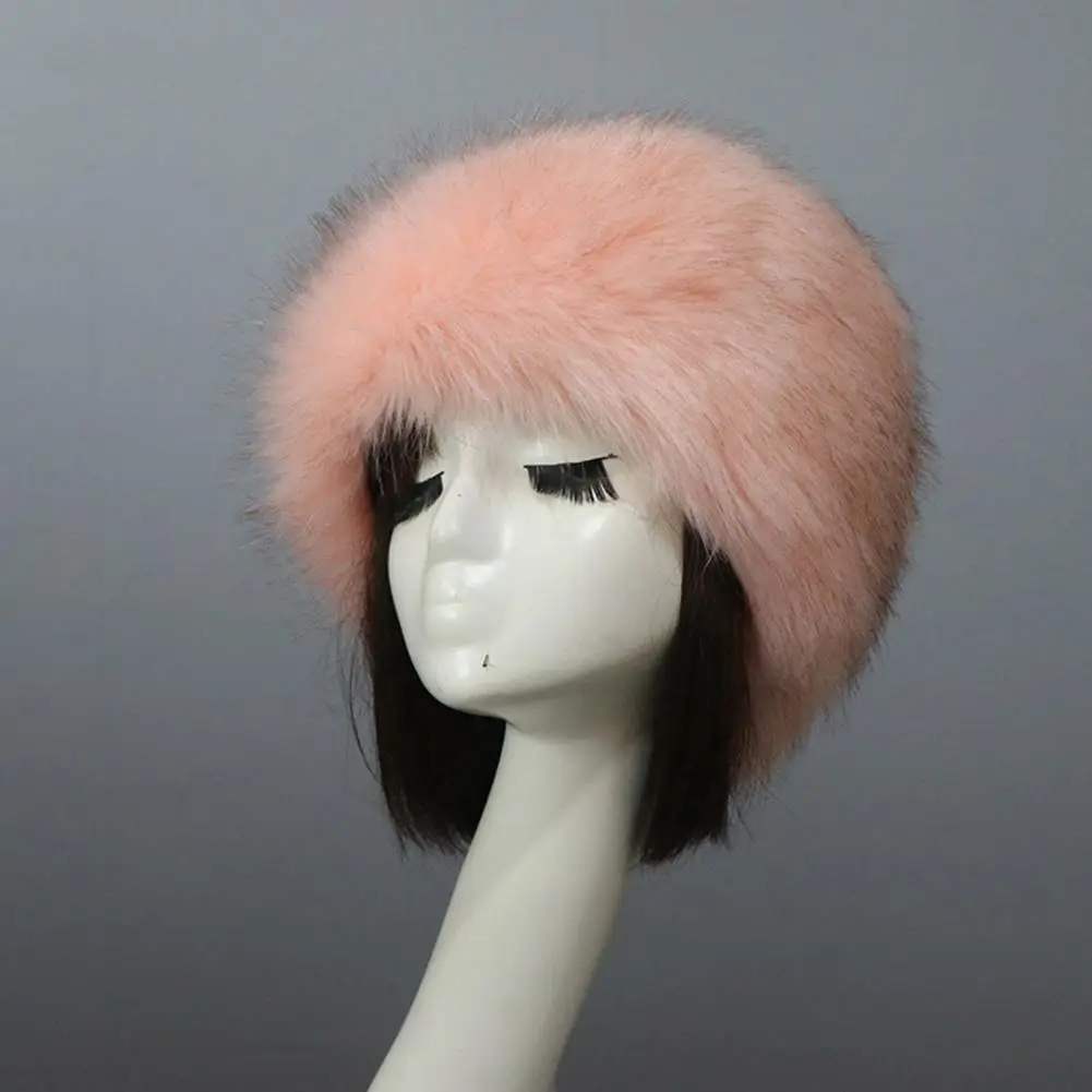 

Winter Hat Windproof Hat Fluffy Faux Fur Winter Women's Hat with Dome Shape Windproof Warm Outdoor Cap for Lady Cozy Ear