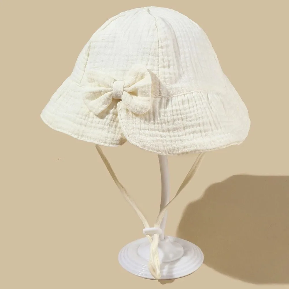Sweet Cotton Toddle Bucket Hat Bowknot Love Heart Baby Sunhat Wide Brim Sunscreen Infant Fisherman Hat Girls
