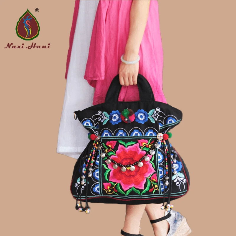 

Популярная женская сумка ручной работы, утолщенная Холщовая Сумка на плечо, Сумка с вышивкой и кисточкой, роскошные Брендовые женские сумки, синяя сумка-тоут