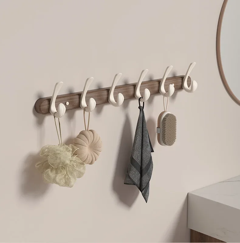 Solid Wood Wall Hanging Hooks Fitting Room Coat Rack Entrance Hall Clothes Hat Towel Hanging Hooks No Punching