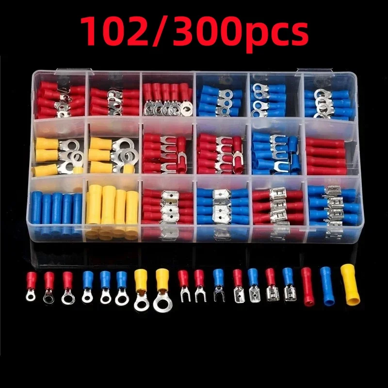KitdeterminalesdeCable,102/300Uds.,Cableplanohembraymacho,conectordeCableaislado,Kitdeterminalesdeengarzado-AliExpress34
