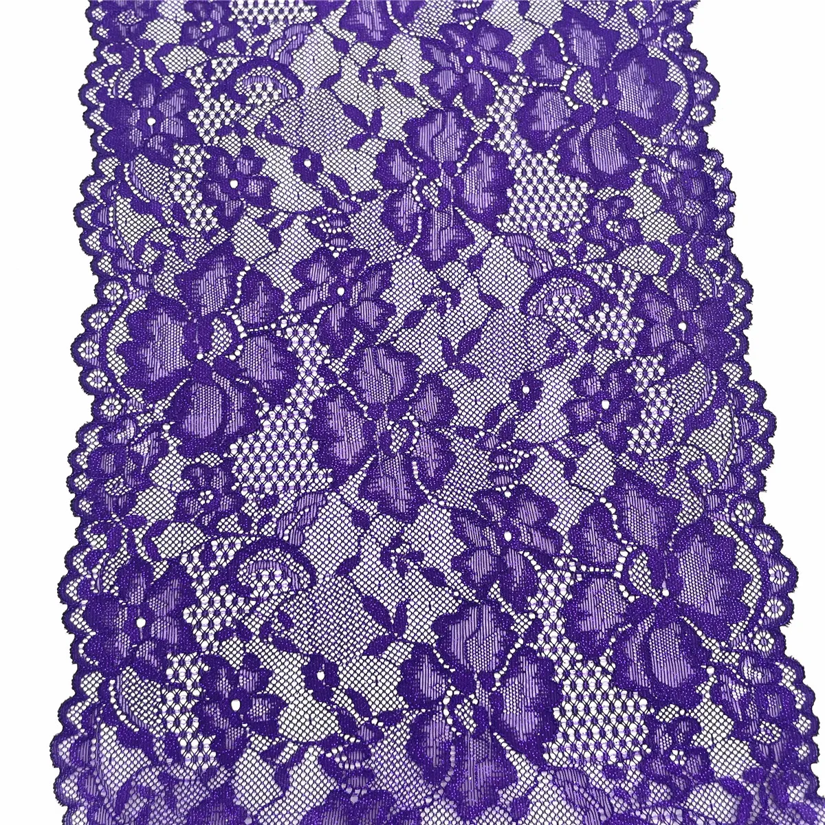3y/lot Width 22.50cm Dark Purple Shimmer Elastic Stretch Lace Trim Skirt Hem For Clothing Accessories Lingerie Dress Sewing Lace 5