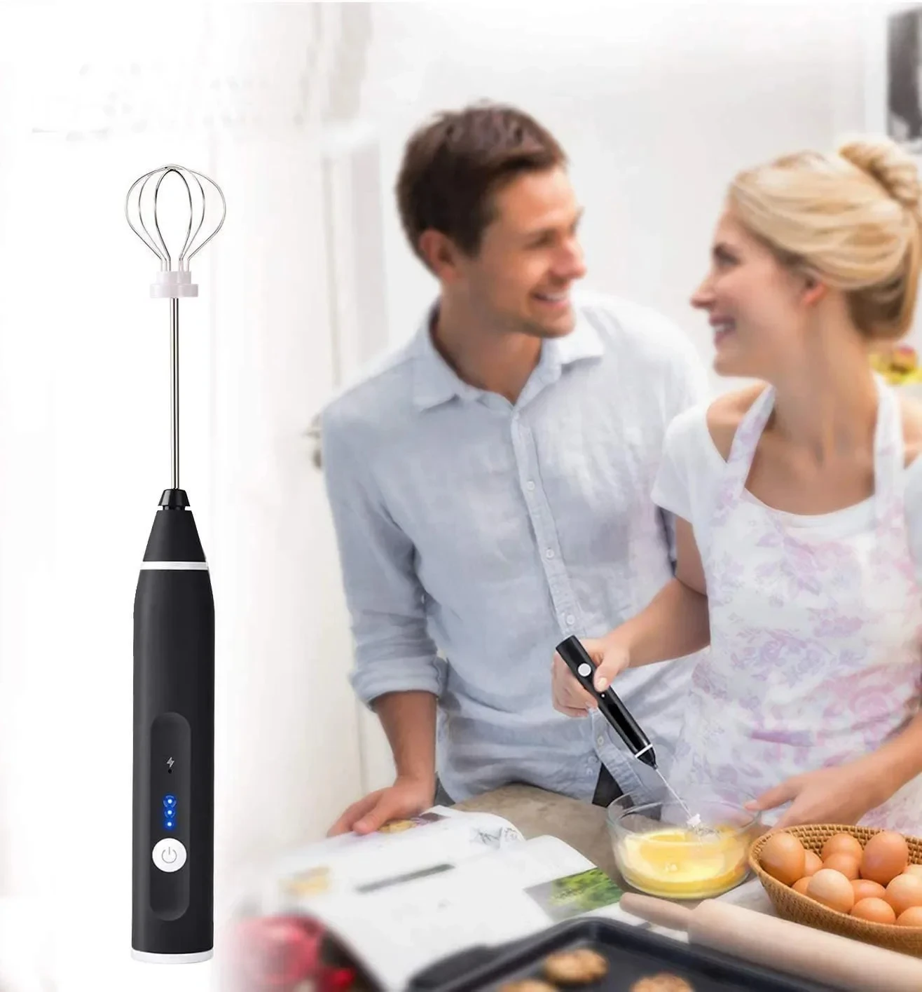 Mini blender, egg beater, handheld milk frother, portable coffee machine, 3-speed household kitchen food ingredient mixer