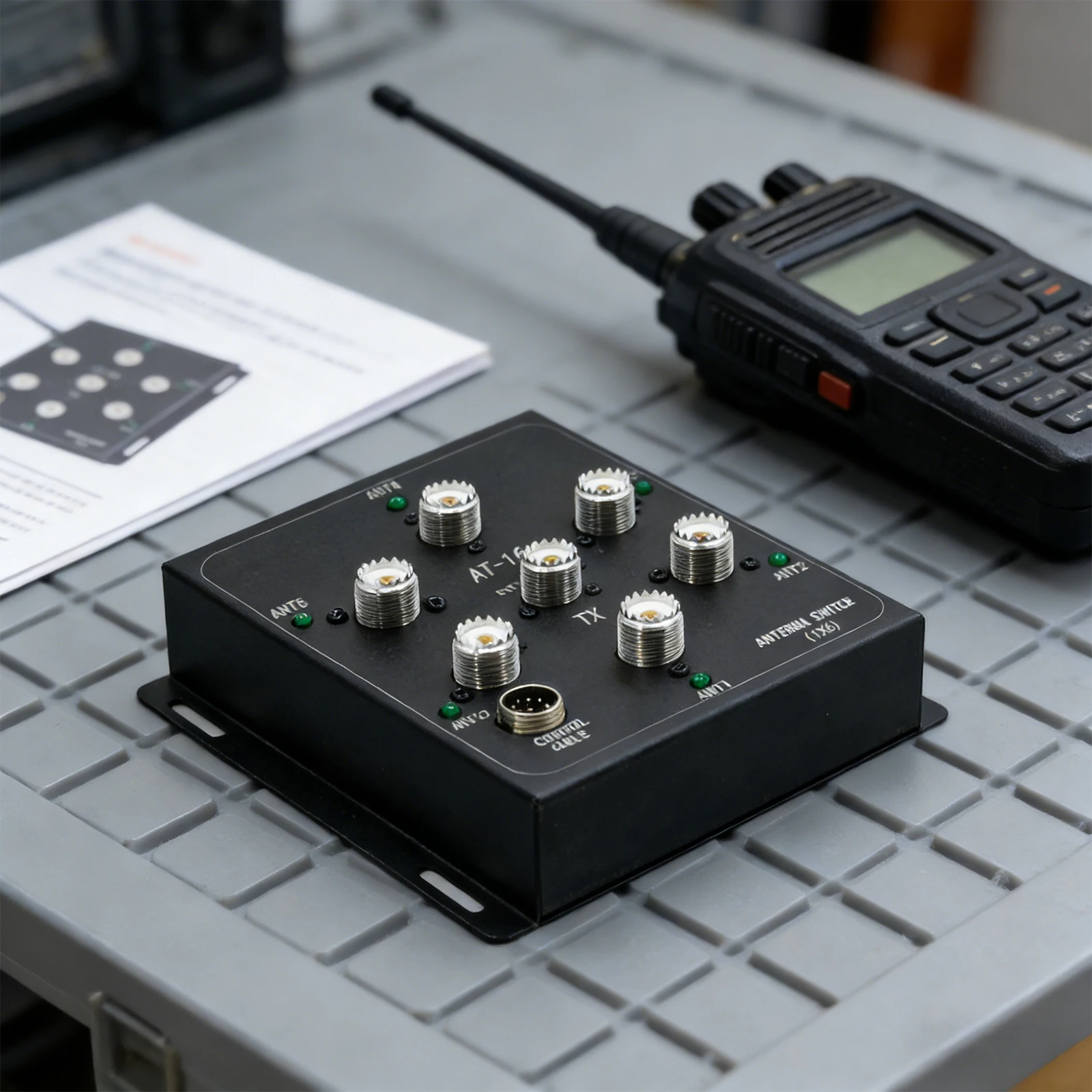 1.8MHz-55MHz AT-16 6방향 안테나 분배기 스위치 동축 원격 안테나 스위치 키트 컨트롤러가 있는 고출력 전송 도구