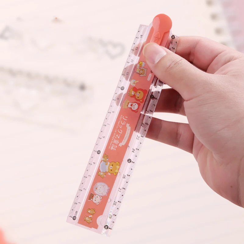 Cartoon Bear Straight Rulers Kawaii Folding Measuring Tool Drawing Template Kids Gifts Korean Stationery School Office Supplies ruler set drawing ruler straight ruler folding ruler
