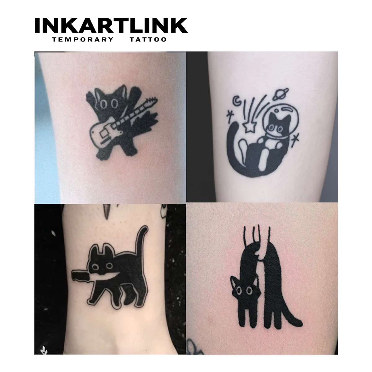 Cute black cat Temporary Tattoo,Lasts To 15 Days New Technology Magic Waterproof Semi Permanent Sticker. 2