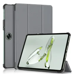 Premium PU Leather Folding Stand Folio Tablet Case with Stylus - 2023 Edition, Fits 11.35-inch Tablets for OnePlus Pad Go (Grey)