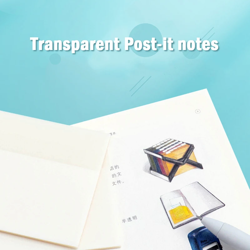50 Sheets Transparent Memo Pad Sticky Notes Waterproof PET Planner List Note Sticker Notepad Kawaii Stationery