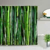 Chinese Style Green Bamboo Series Shower Curtain Set Waterproof Home Bathroom Decor Curtains With Hook Popular Bath Accessories 4