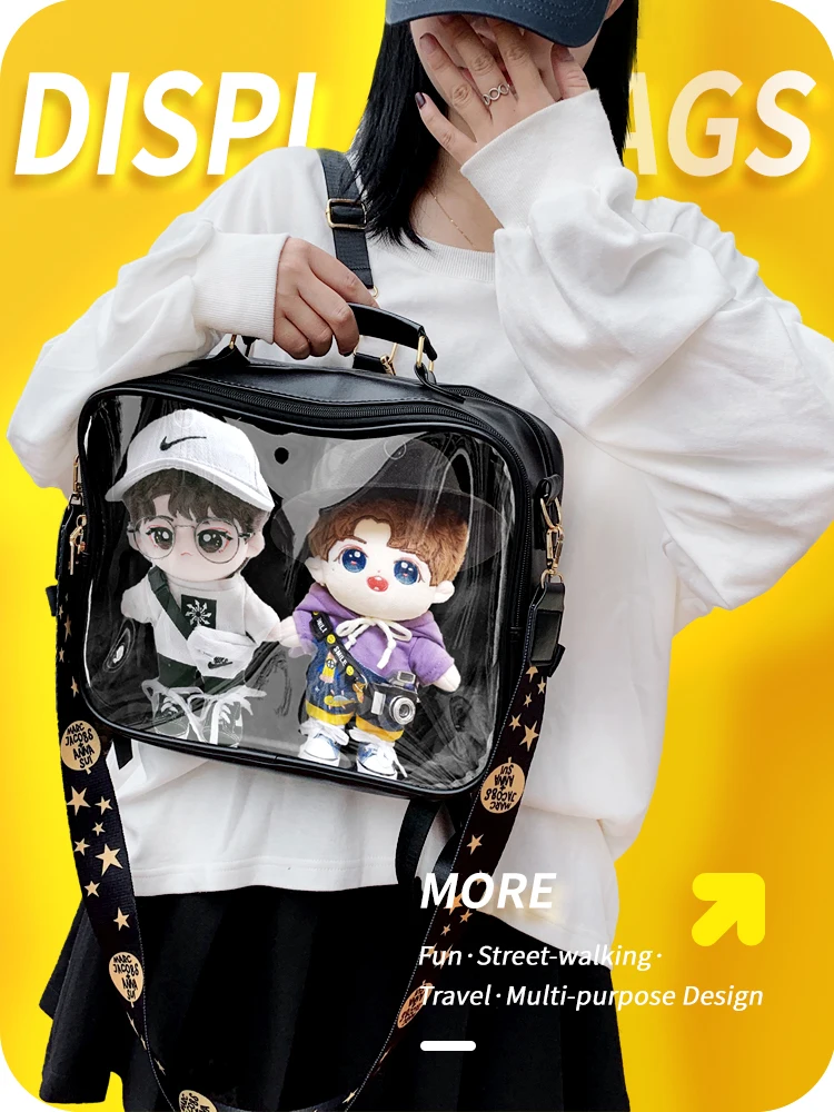 

JIAERDI Japanese Transparent Ita Bag Women Harajuku Aesthetic Lolita Handle Black Backpack Female Preppy Style Kawaii Backpacks