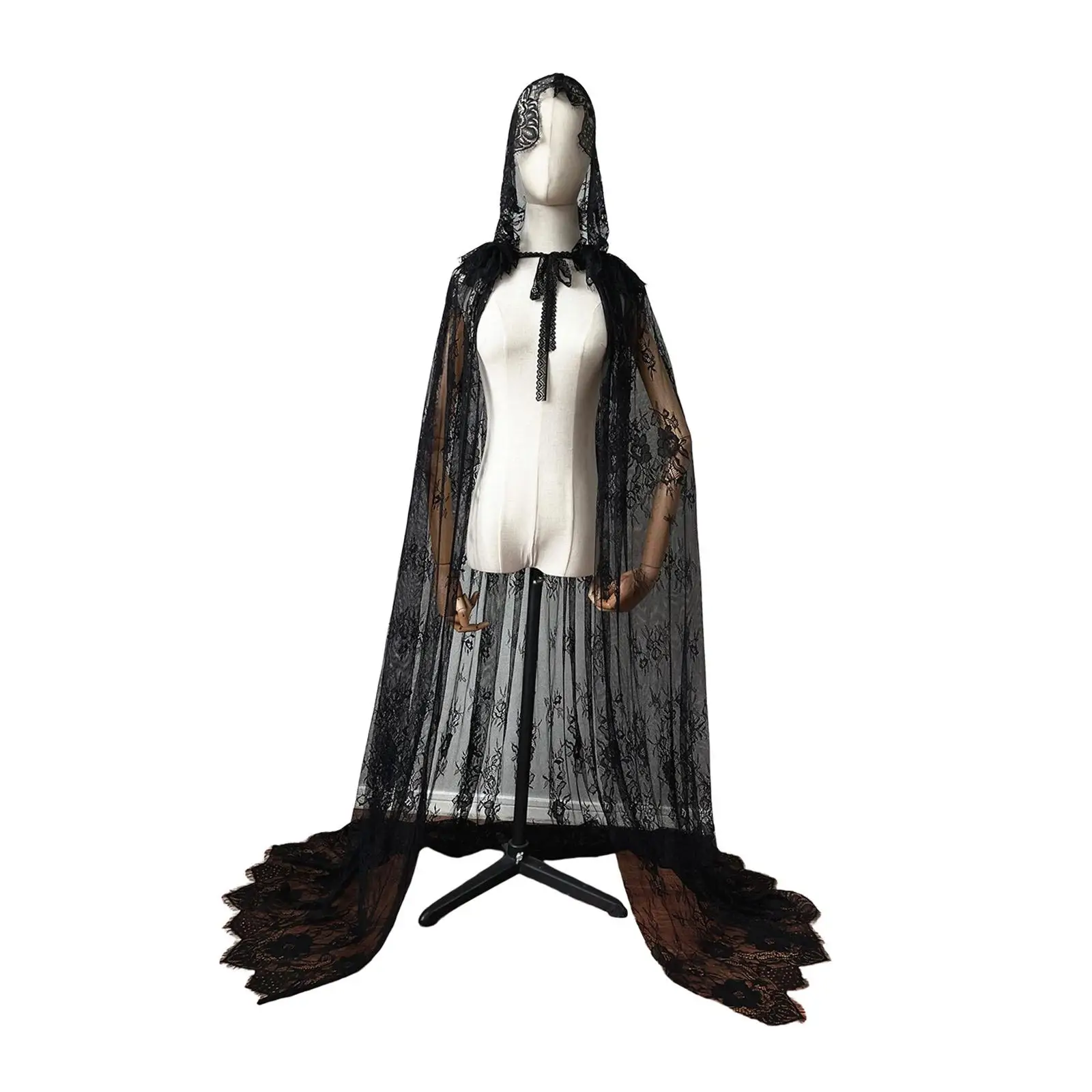 Hooded Cloak Long Cape Gothic Hooded Cape Full Length Lace for Women