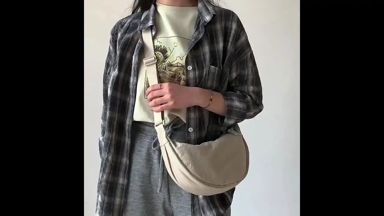 Sac Bandoulière Femme Moon Bag Demi-Lune Multipoches En Nylon – Élégant Et Pratique Pour Travail, Voyage Et Quotidien