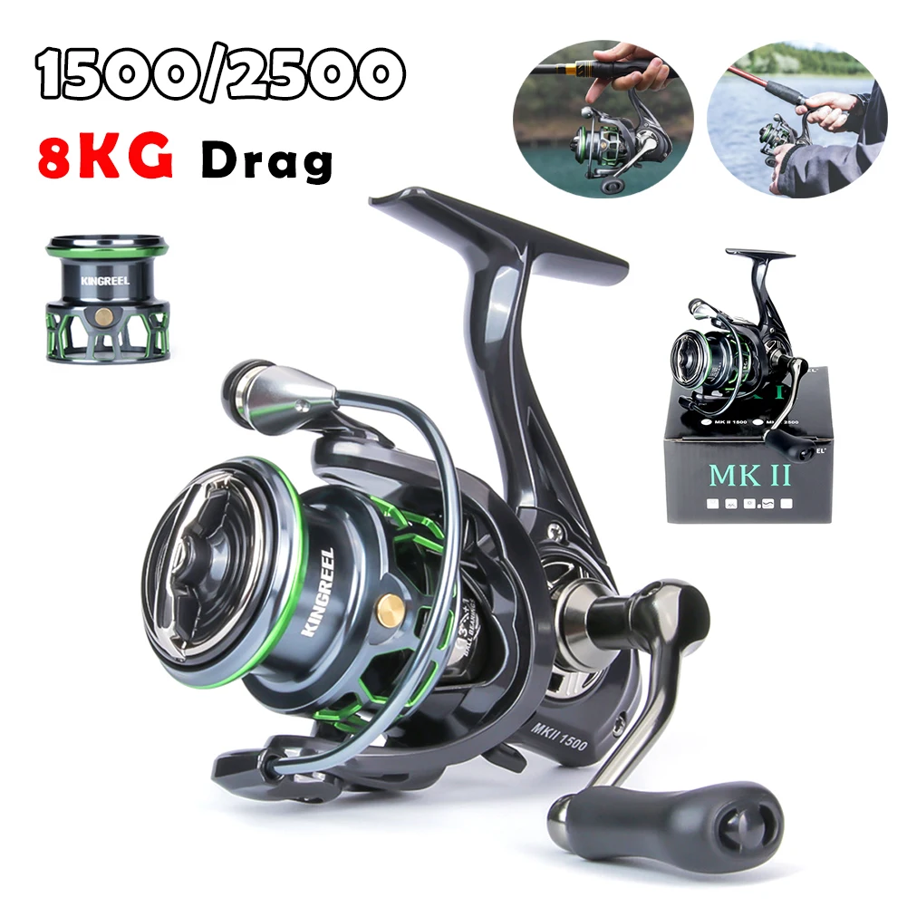 

Lightweight Spinning Reel 8KG Max Drag Fishing Reel 13+1BB Metal Shallow Deep Spool Carp Freshwater Saltwater Fishing Tackle