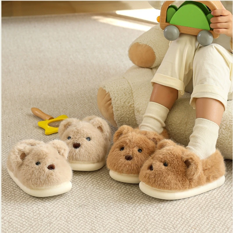 Cute Cartoon Bear Baby Boys Slippers Winter Home Indoor Warm Children's Shoes Outdoor Girls Cotton-padded Shoes 4