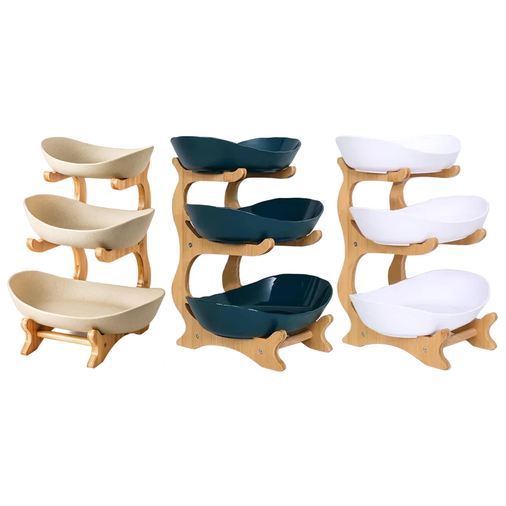 Three-tier Fruit Bowl For Large Ceramic Fruit Ceramic For Bowl Tiered Basket Detachable Trays
