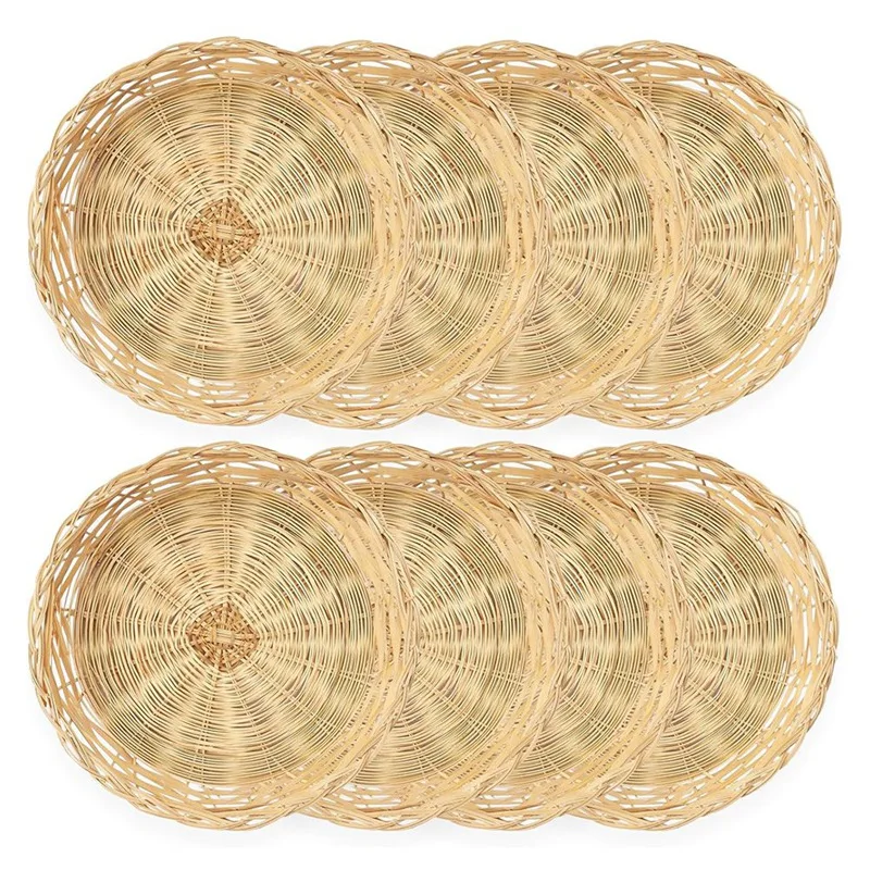 8 Pack Bamboo Paper Plate Holders 10 Inches Reusable for Dinner Plates