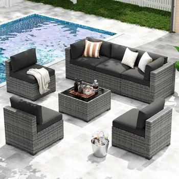 7-Piece Rattan Patio Set 1