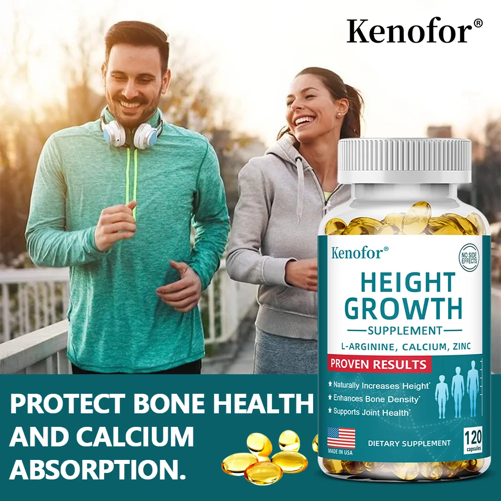 Integratore naturale di calcio e vitamina D per la crescita in altezza, capsule vegetariane, aumenta la densità ossea, capsule per favorire la crescita in altezza (adulti)._voghion.com