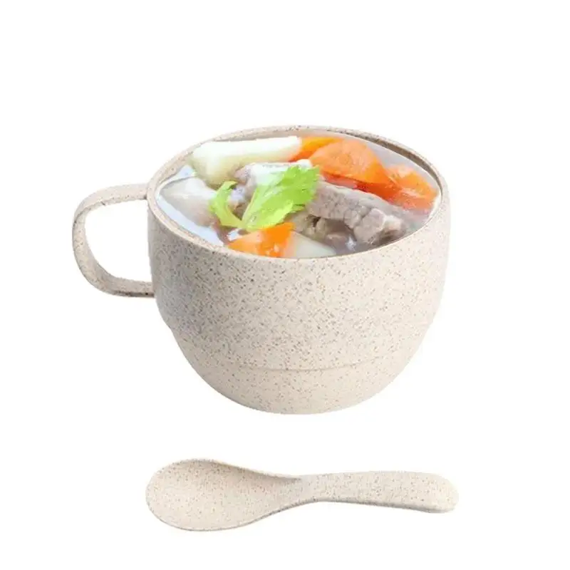 

Eco-friendly Wheats Straw Cup Lightweight Fall Resistant Drinkware Simple Household Coffee Mug With Handle Spoon Milk Tea Cup