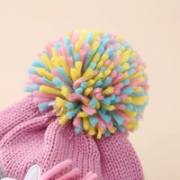 Children's Winter Caps Cartoon Unicorn Knitted Hat Gloves Set Winter Girls' Warm Beanie Mitten Set For Kids 2-6 Years 6