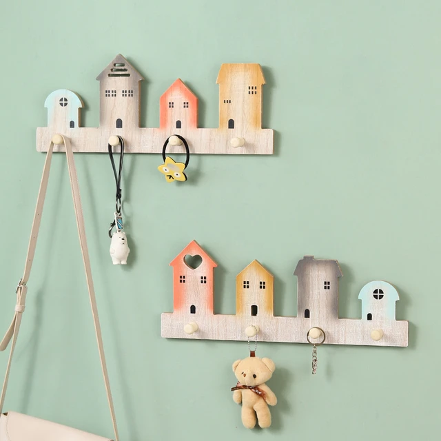 Gancho De Madera En Forma De Casa Para Decoración De Habitación De Bebé,  Niño Y Niña, Perchero De Almacenamiento Con Gancho De Pared, Ahorro De  Espacio - Llaves Y Ganchos Decorativos - AliExpress