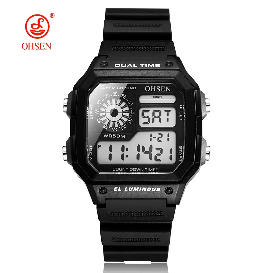 White Classic Waterproof Digital Sports Watch - Blue Edition