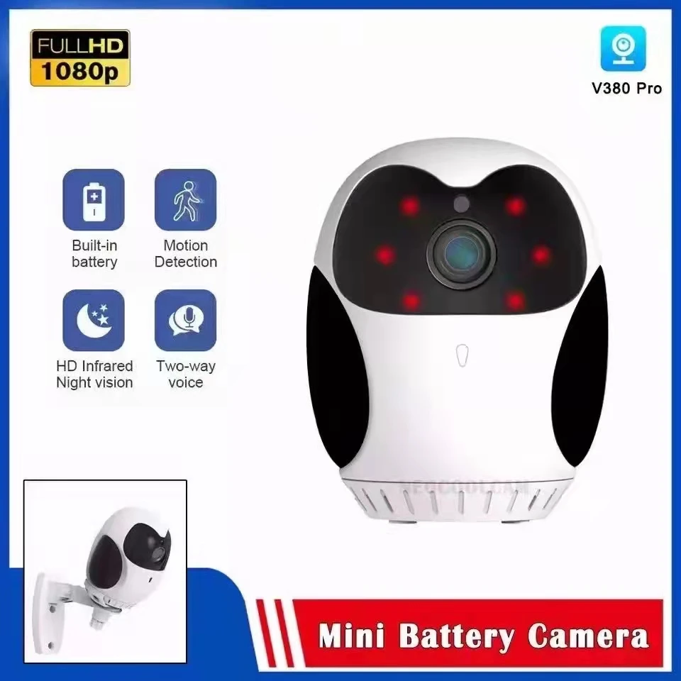 2MP 1080P Battery Power  Wireless  PTZ IP Camera V380 AI Humanoid Motion Detection Home Security CCTV Baby Monitor