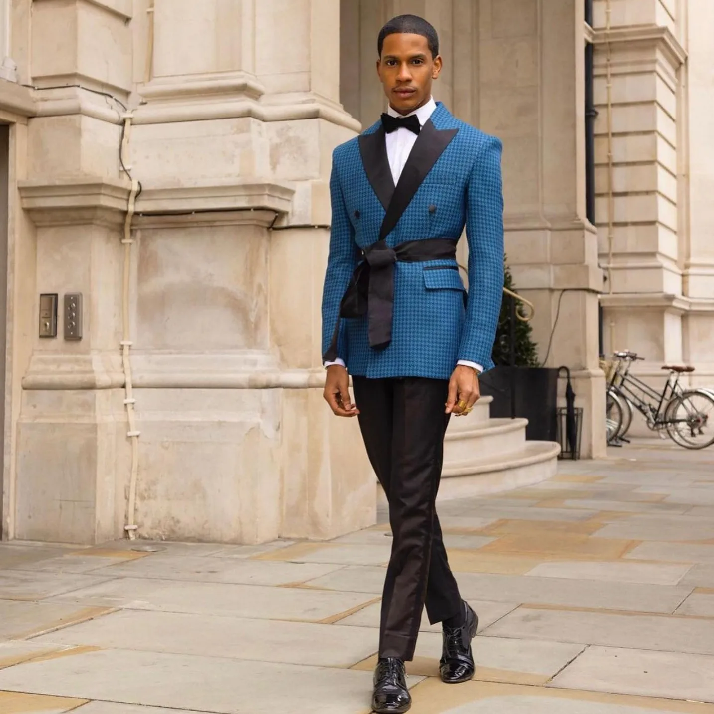 

Мужской костюм ласточкиной девочки с поясом, двубортный Блейзер, комплект для свадьбы, мужские смокинги, остроконечная Лапка, 2 предмета, одежда для жениха