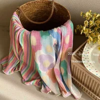 Fashion Kids Clothes Girls Pants Cute Flower Wide-leg Pants Baby Girls Spring Summer Casual Pants Rainbow Striped Loose Pants 3