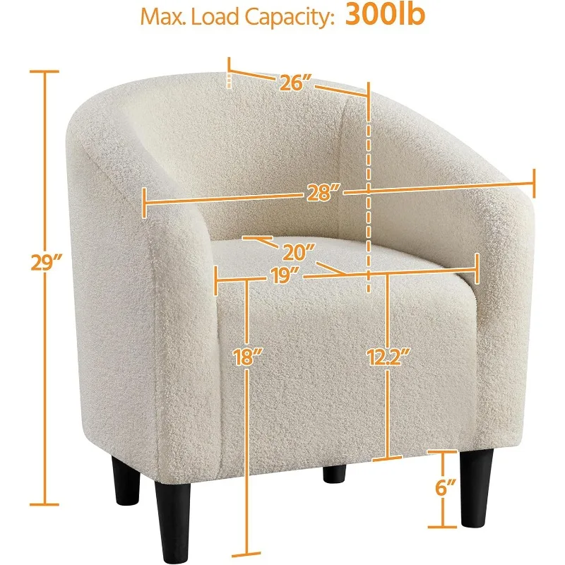 Yaheetech Barrel Chairs, Furry Accent Chairs, Sherpa Cozy Modern with Soft Padded Armrest, Fuzzy Club Chair ，Set of 2