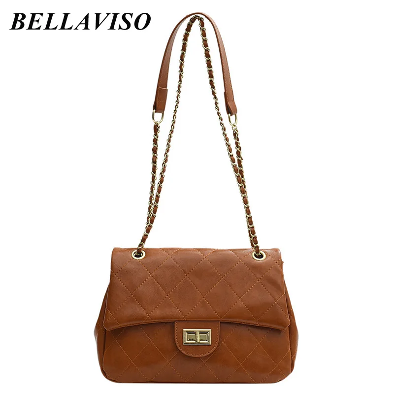 

BellaViso Elegant Women's New Chain Armpit Shoulder Bag Female's Trendy Niche Design PU Leather Satchels Crossbody Bags BLSB-43