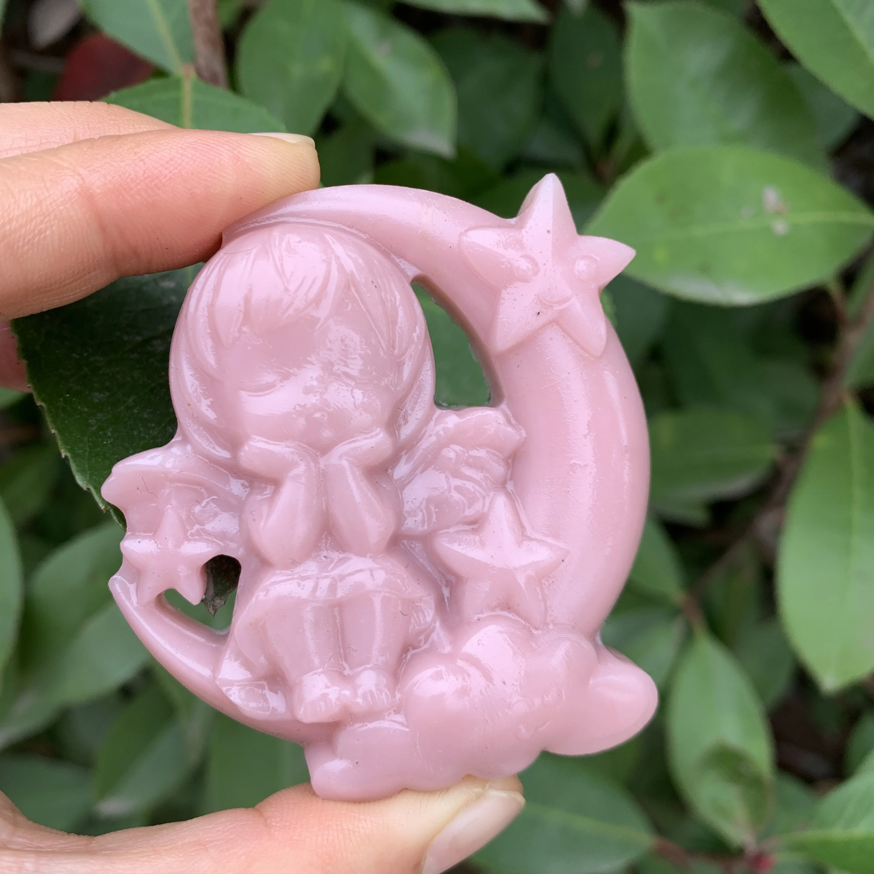 

Natural Pink Opal Girl Sculpture for Home Decor cutey Sculptures