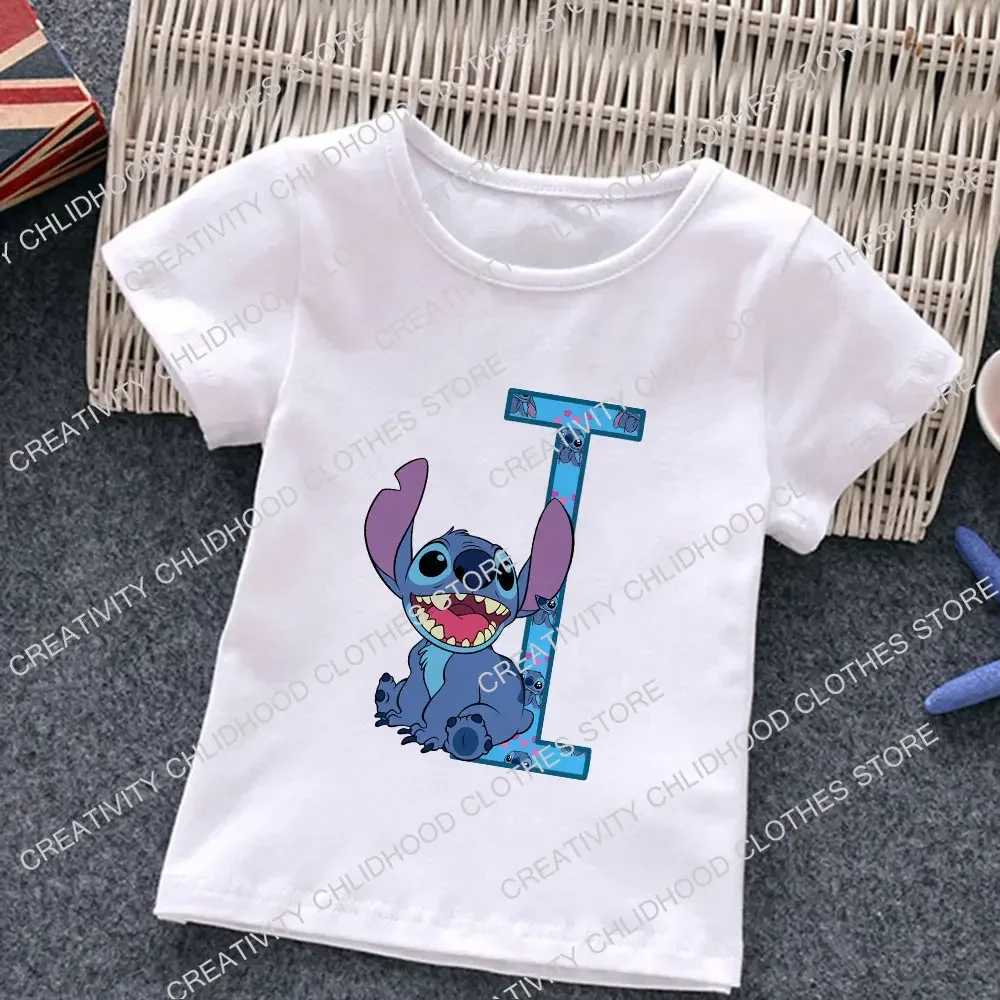thumbnail image 1 of Nueva camiseta con letras ABCD de Stitch para niños, camisetas con combinación de nombres, camisetas de dibujos animados Kawaii, ropa informal para niños y niñas, camisetas Harajuku para niños y niñas, 1 of 5