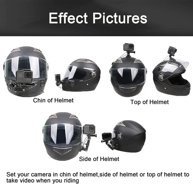 Kit de montage de casque de moto pour caméra d'action Insta360 X4 X3 Gopro 12 11 10 9 Dji Osmo, support de caméra de sport intégral sécurisé 6