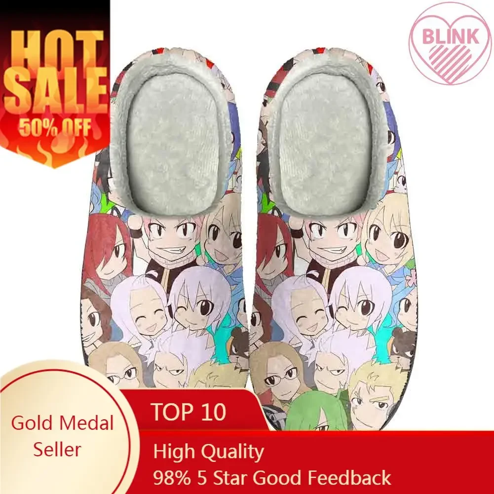 Anime Fairy Tail Funny Home Cotton Custom Slippers High Quality Mens Womens Plush Fashion Casual Keep Warm Shoes Thermal Slipper