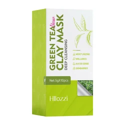Facial Cleansing Mud Mask Variety Pack - Deep Cleansing & Moisturizing with Rose, Turmeric, and Avocado Extracts (10 Pack) (Green tea clay mask)