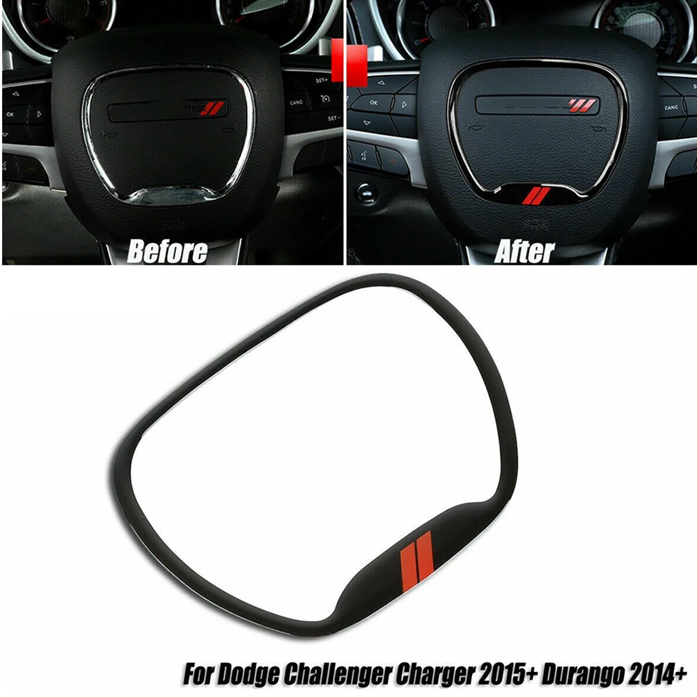 

Car Steering Wheel Panel Frame Ring Sticker Trim Car Steering Wheel Trim Cover For Dodge-Challenger Charger 2015+ For Durango