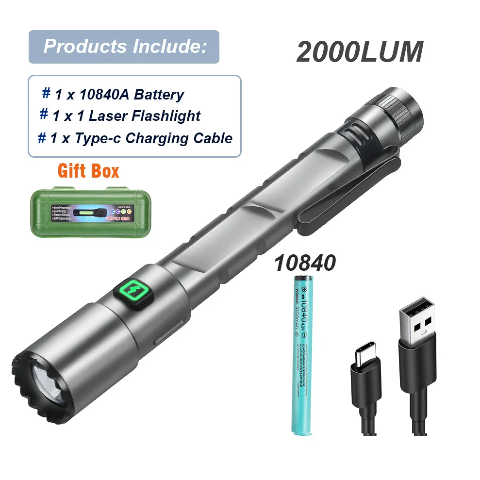 Mini torcia LED ricaricabile, 7 modalità, impermeabile, con clip USB-C, ideale per le emergenze e per l'uso quotidiano. | Leroy Merlin
