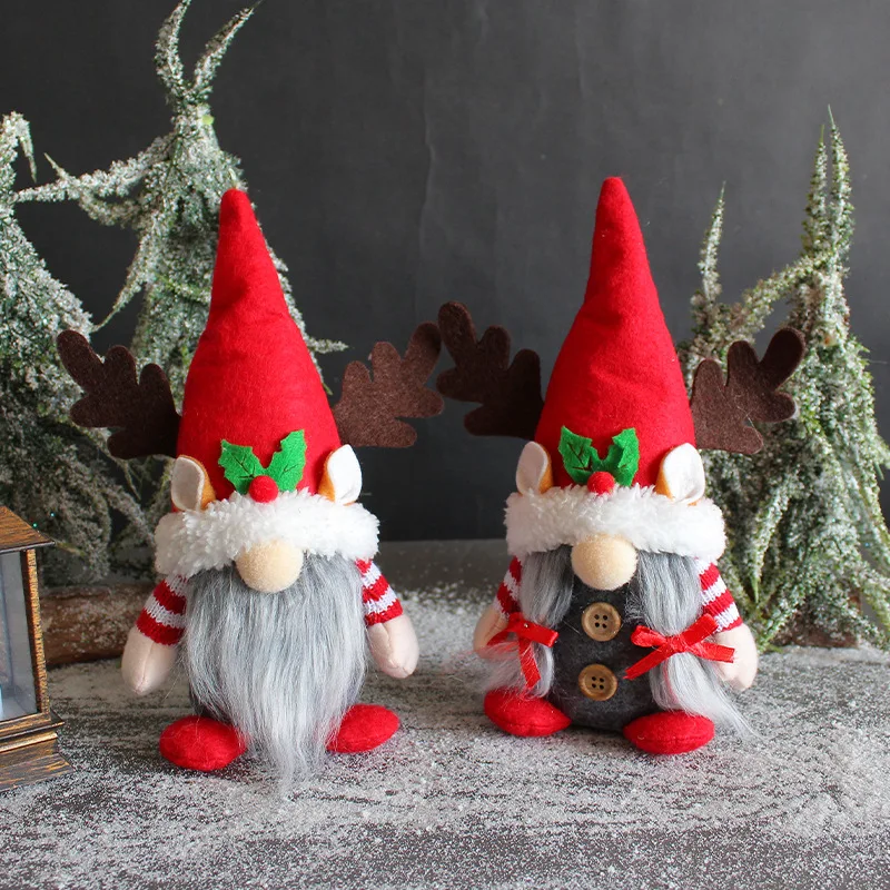 

Christmas Antler Toy Desktop Ornament Window Decorations Cute Christmas Celebration Decoration Doll