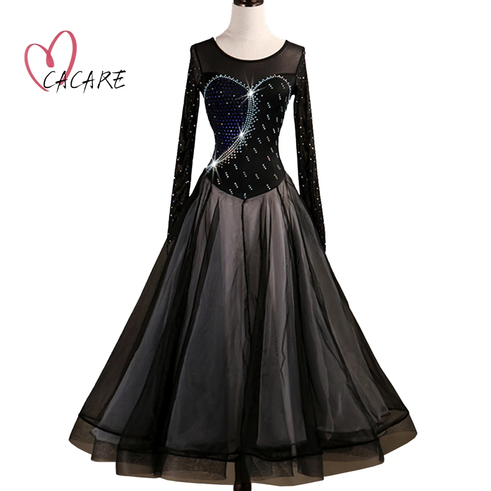 

Стандартное блестящее платье CACARE, костюм, танцевальное платье, индивидуальная одежда D0444 с прозрачным подолом